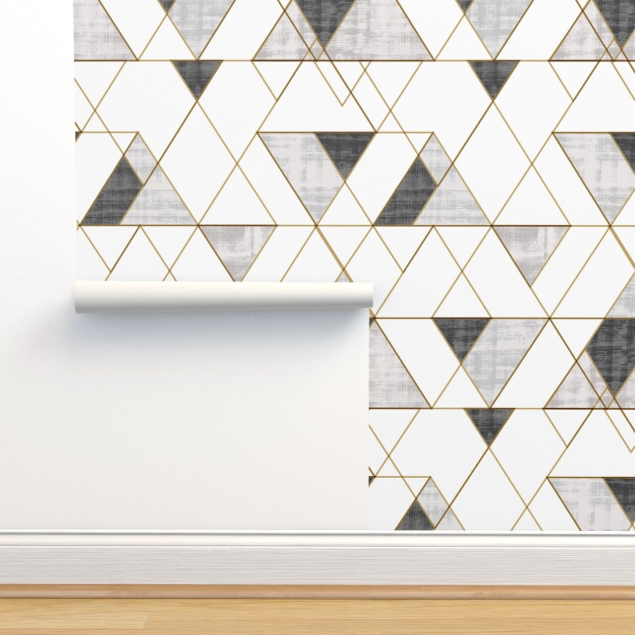 Abstract Geometric Black White Monochrome Custom Removable Wallpaper by Spoonflower Peel & Stick Wallpaper 2FT Wide